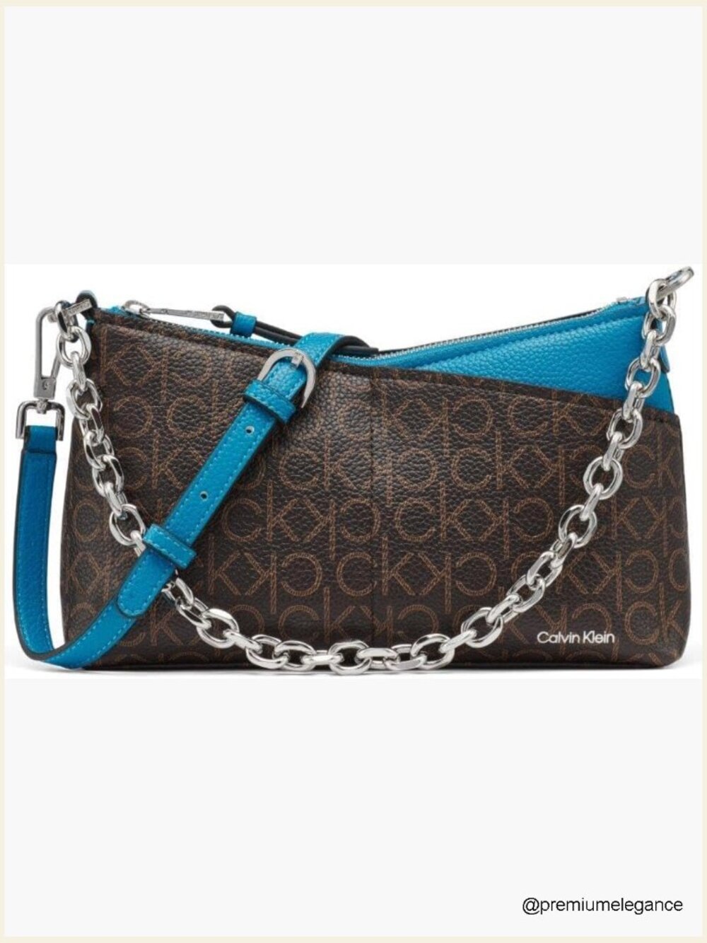 Monogram PVC Zip Top Crossbody Bag with Multiple Pockets